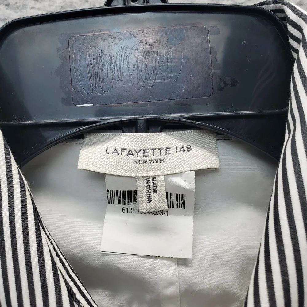 LAFAYETTE 148 New York Shirt Womens XS Multi Colorblock Striped Collar Button Up - Picture 5 of 11